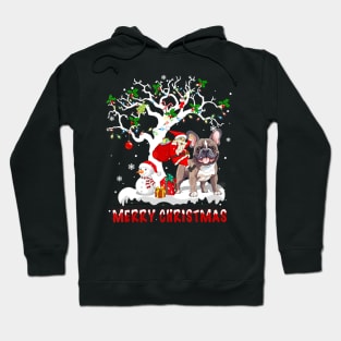 Christmas French Bulldog On Tree Santa French Bulldog Dog Hoodie